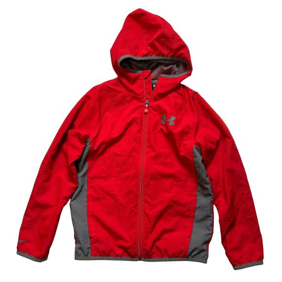 Under Armour Other - Under Armour Youth Windbreaker Jacket - Red & Gray - Size 6-7Y